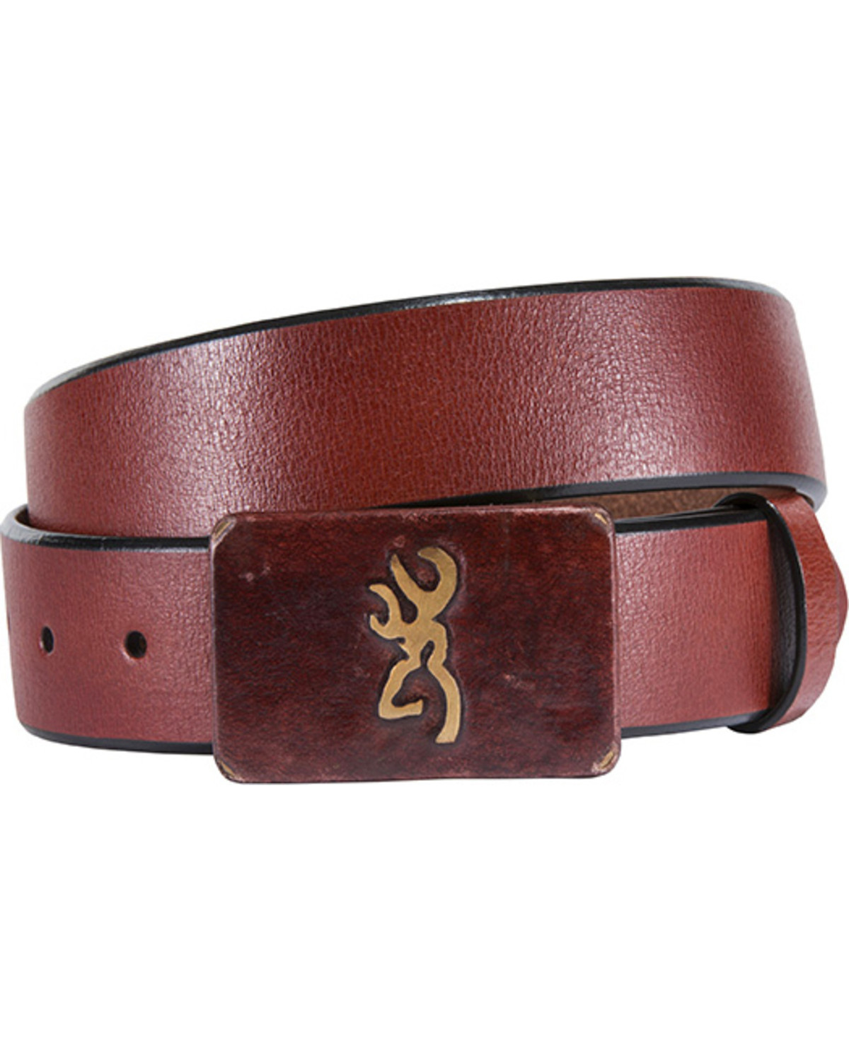 Browning Men&#39;s Brass Buckle with Buckmark Leather Belt | Sheplers