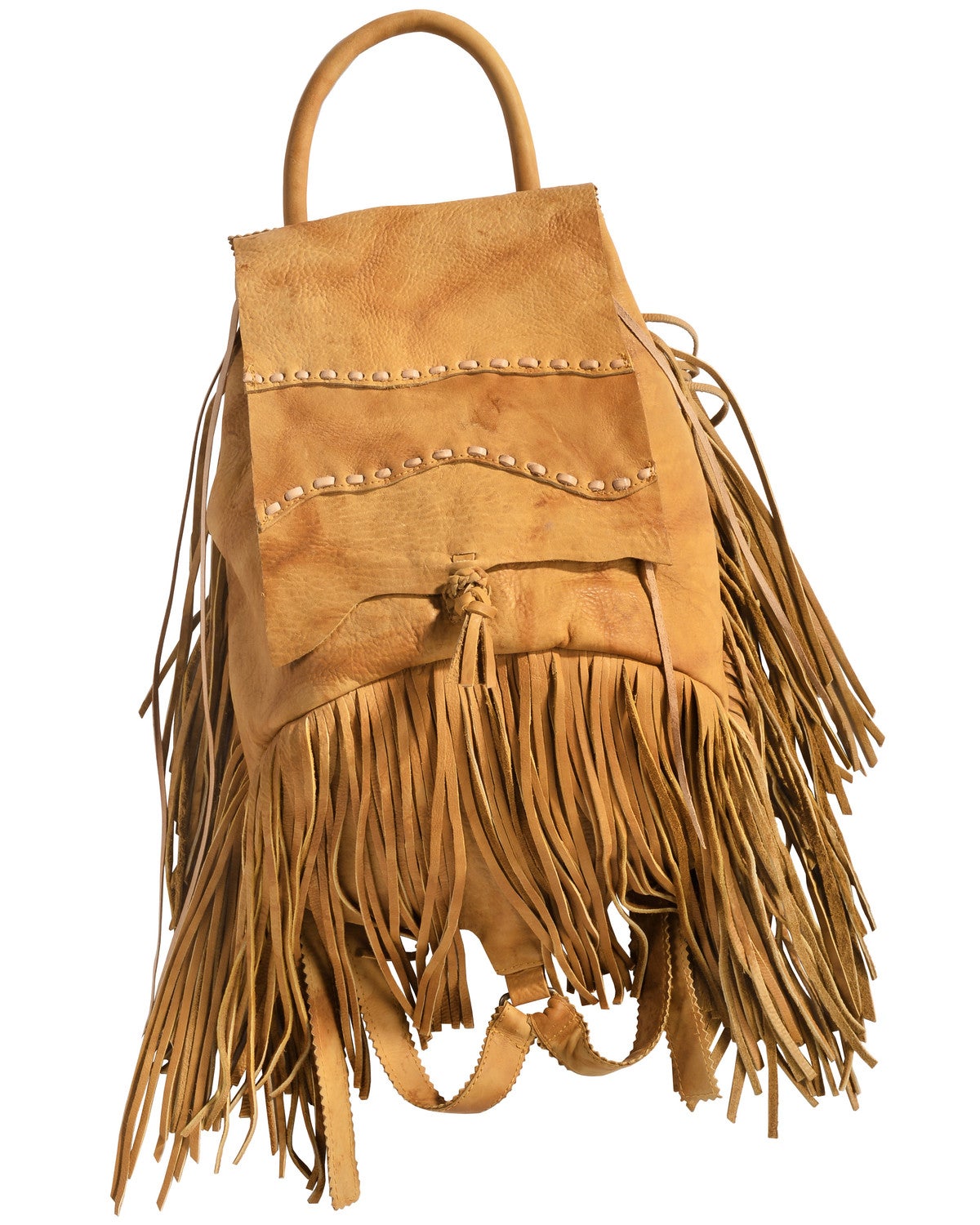 Kobler Leather Khaki Fringed Backpack Sheplers