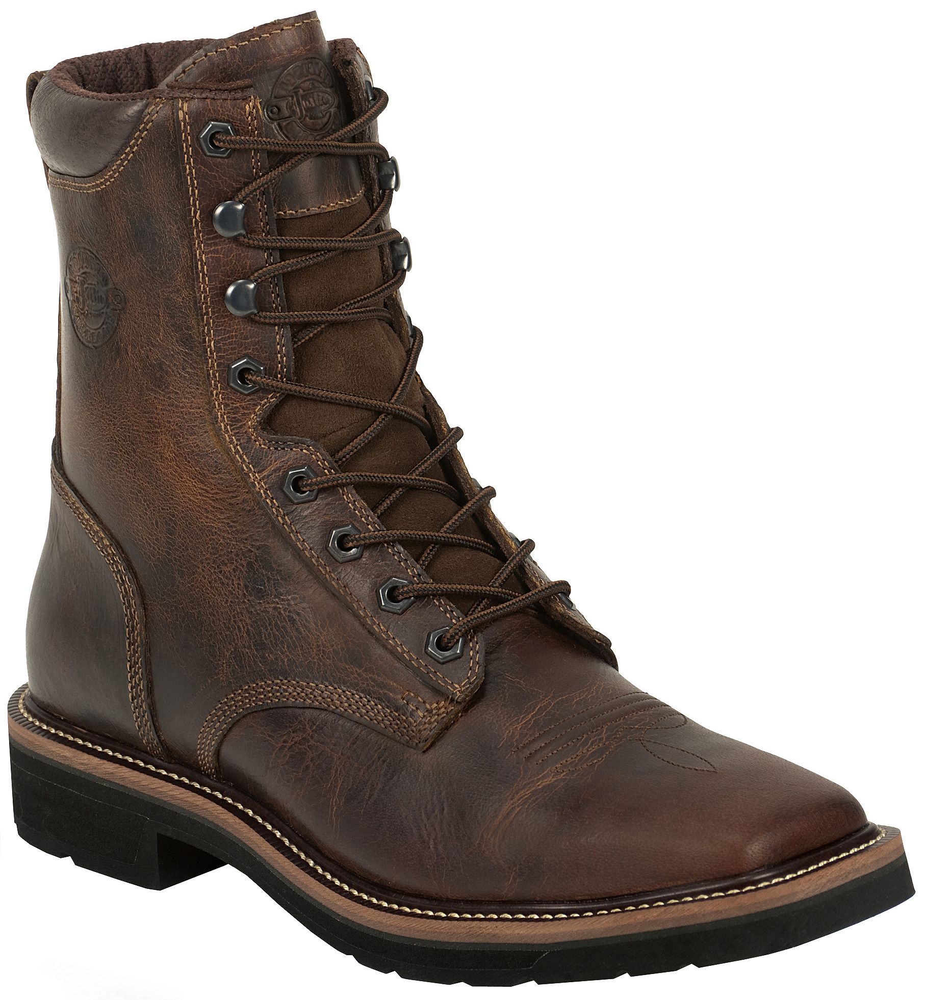 square toe lace up work boot
