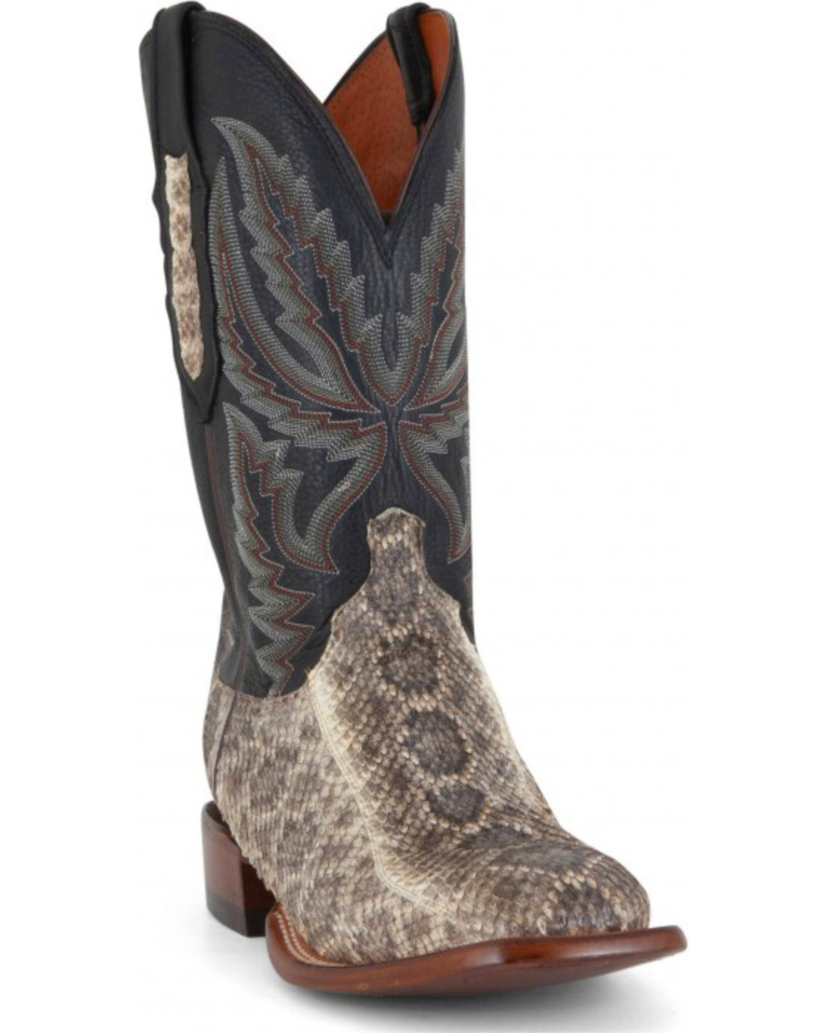 mens snake skin square toe boots