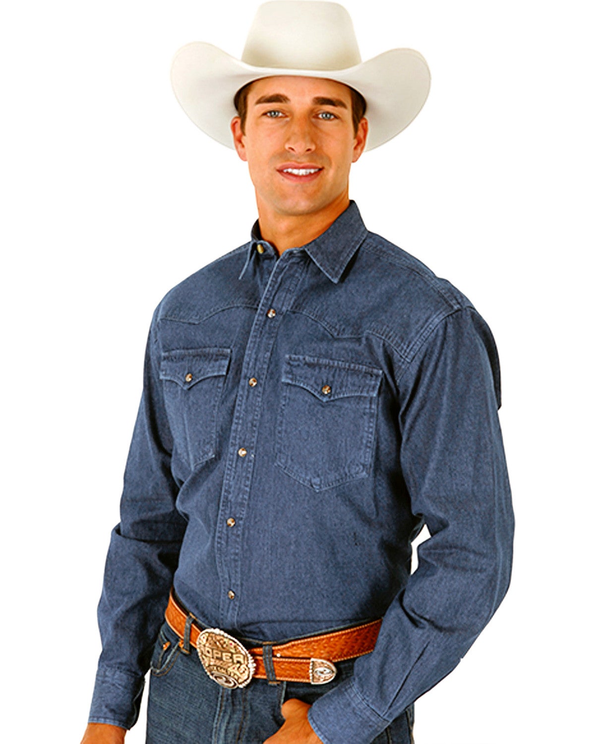 Roper Men's Denim Long Sleeve Western Shirt Sheplers