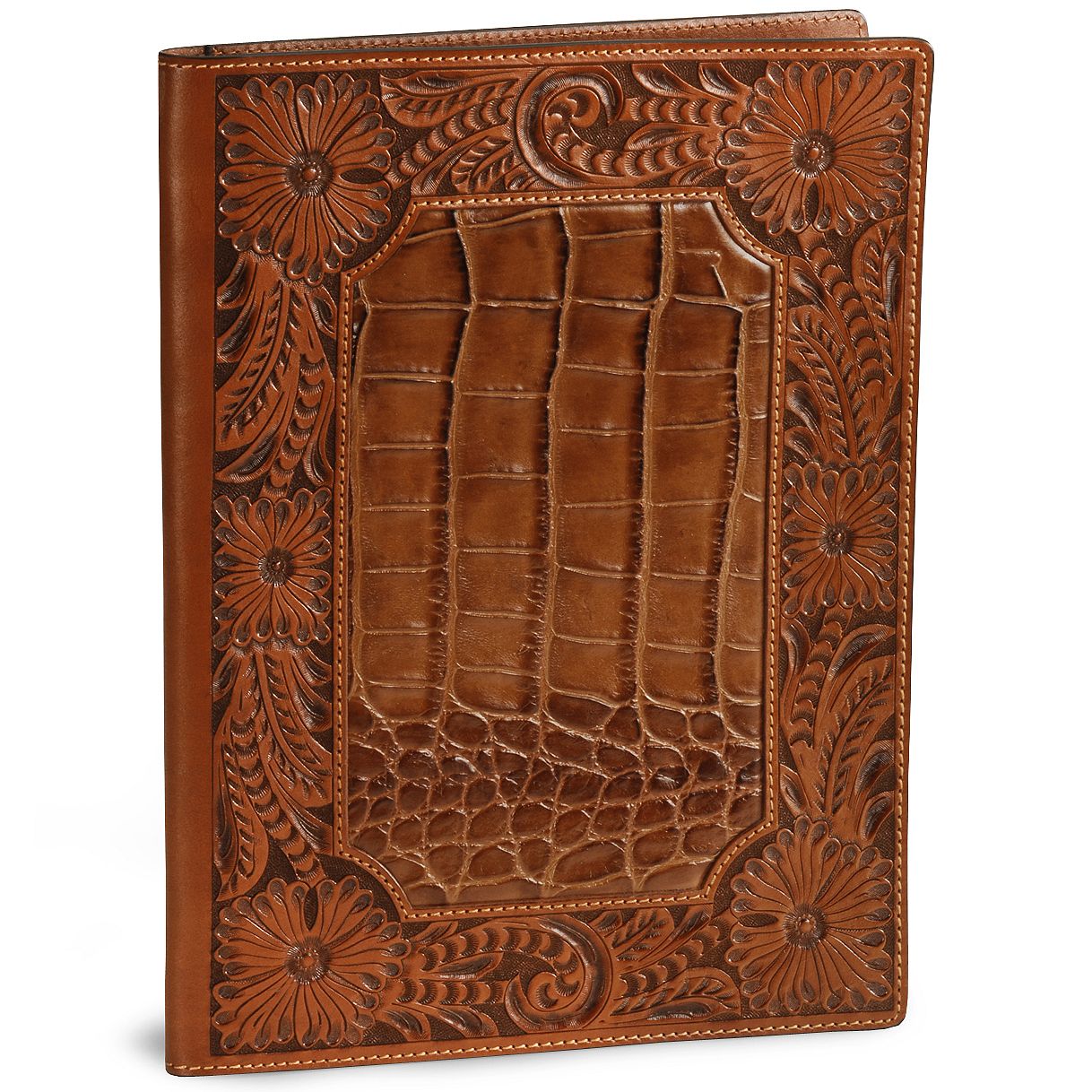 Floral Tooled Leather Portfolio Sheplers