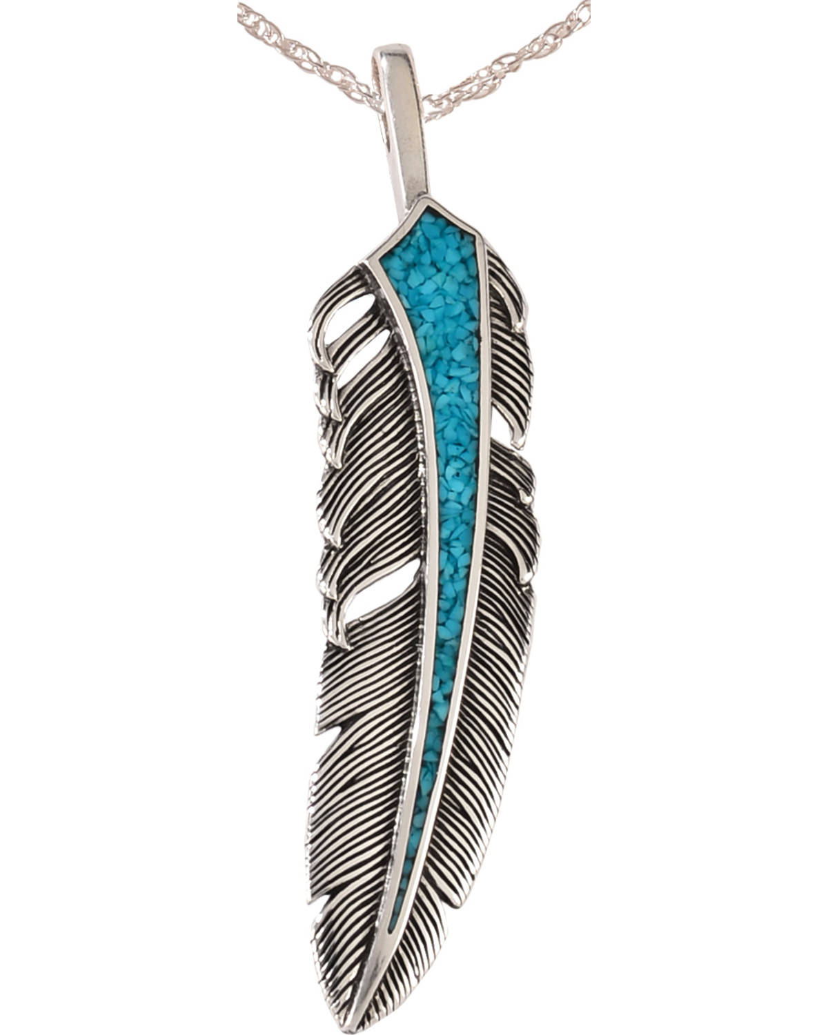 Silver Legends Women's Sterling Silver & Turquoise Feather Necklace