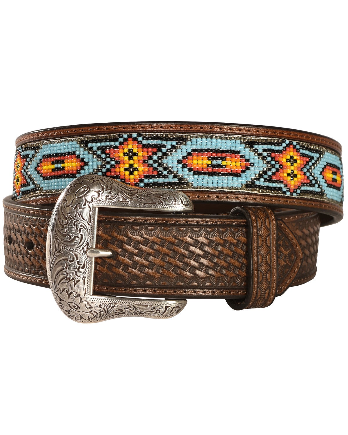 Nocona Beaded Inlay Leather Belt Sheplers