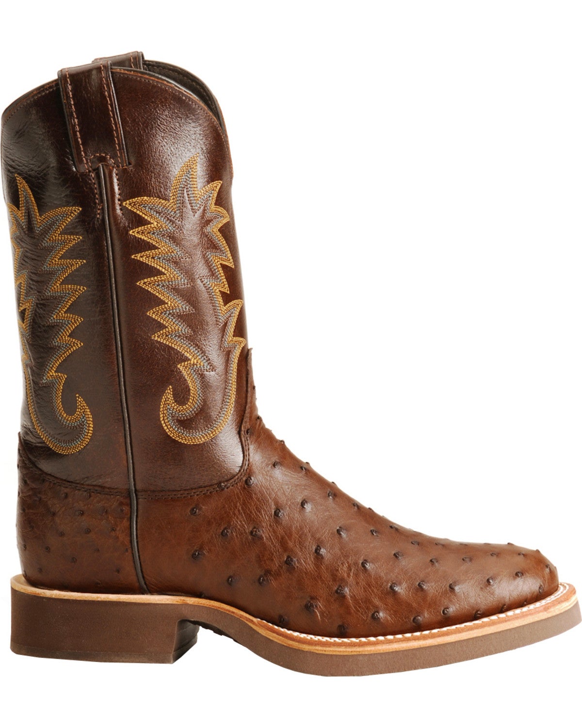 Justin Full Quill Ostrich Cowboy Boots Round Toe Sheplers