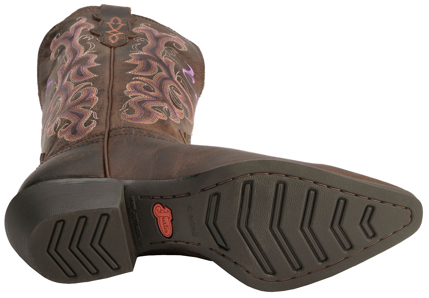 Justin Chocolate Puma Cowhide Stampede Cowgirl Boots Snip Toe Sheplers