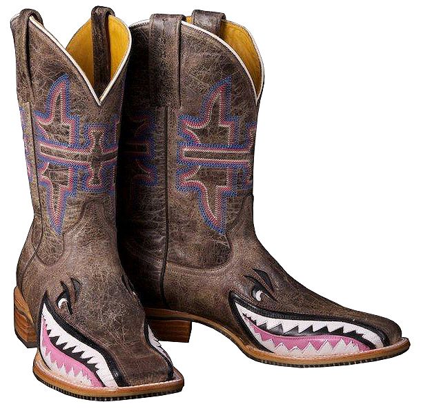 Tin Haul Man Eater Shark Cowgirl Boots Square Toe Sheplers