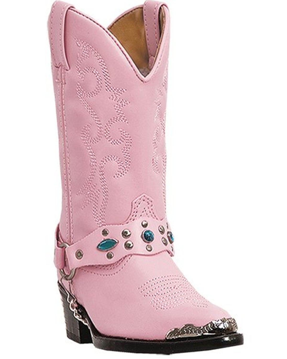 Laredo Girls' Little Concho Pink Harness Cowgirl Boots Sheplers