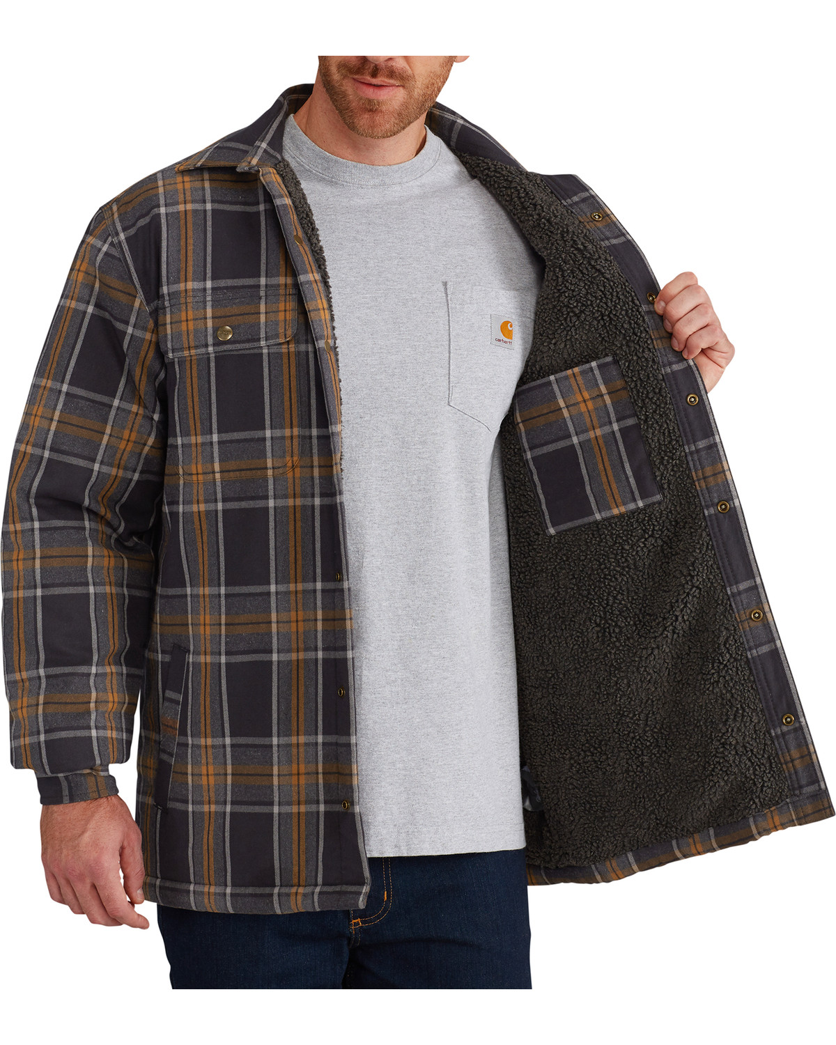 carhartt sherpa lined shirt jacket