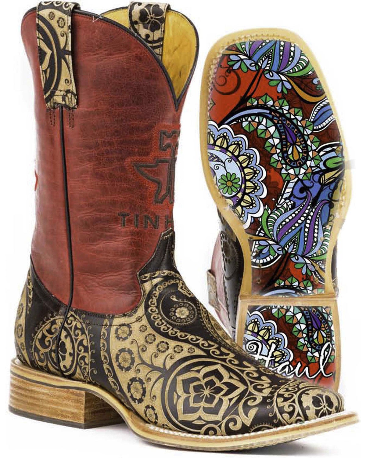 Tin Haul Women's Artful Paisley Cowgirl Boots Square Toe Sheplers