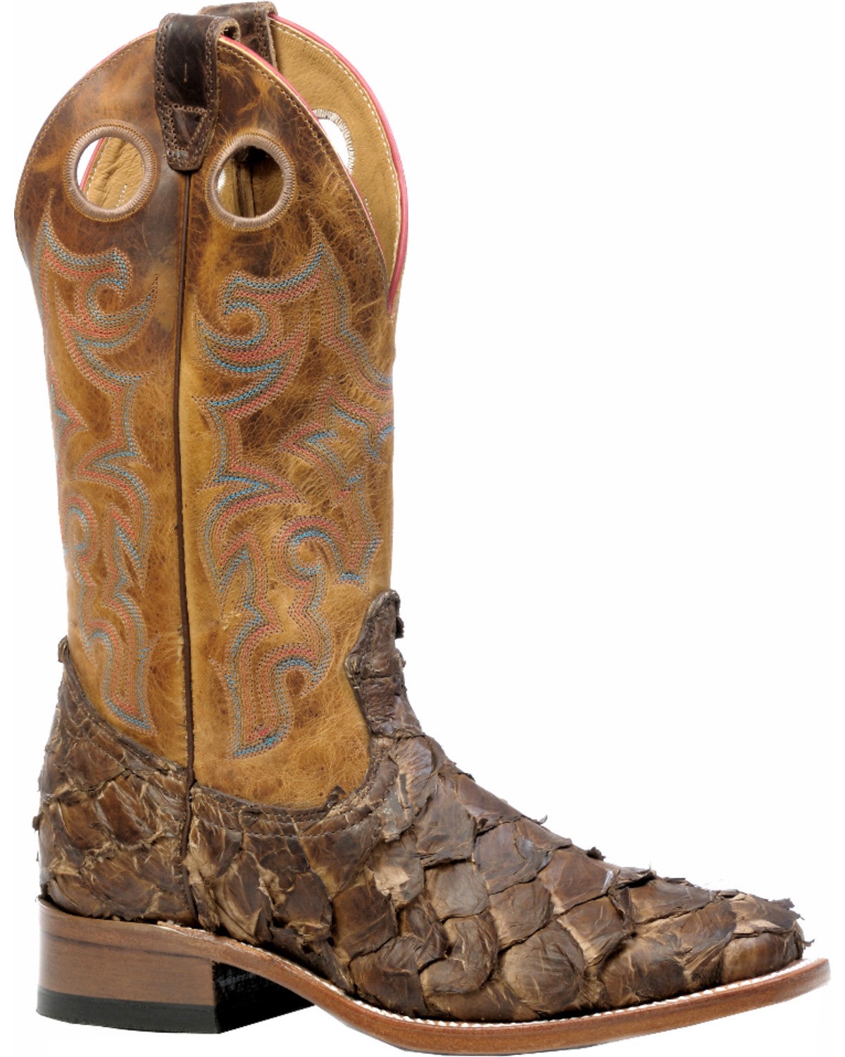 Boulet Men's Seal Brown Pirarucu Fish Cowboy Boots Square Toe Sheplers