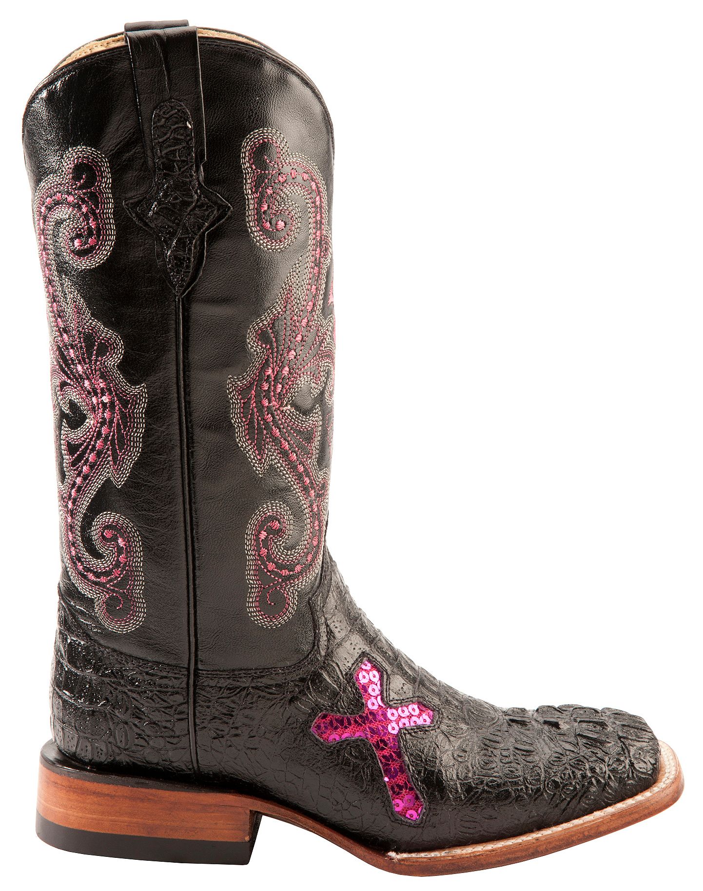 croc print flat boots
