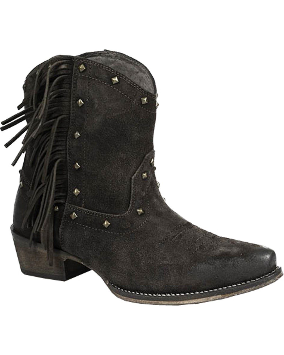 Roper Women's Brown Fringe Short Boots Snip Toe Sheplers