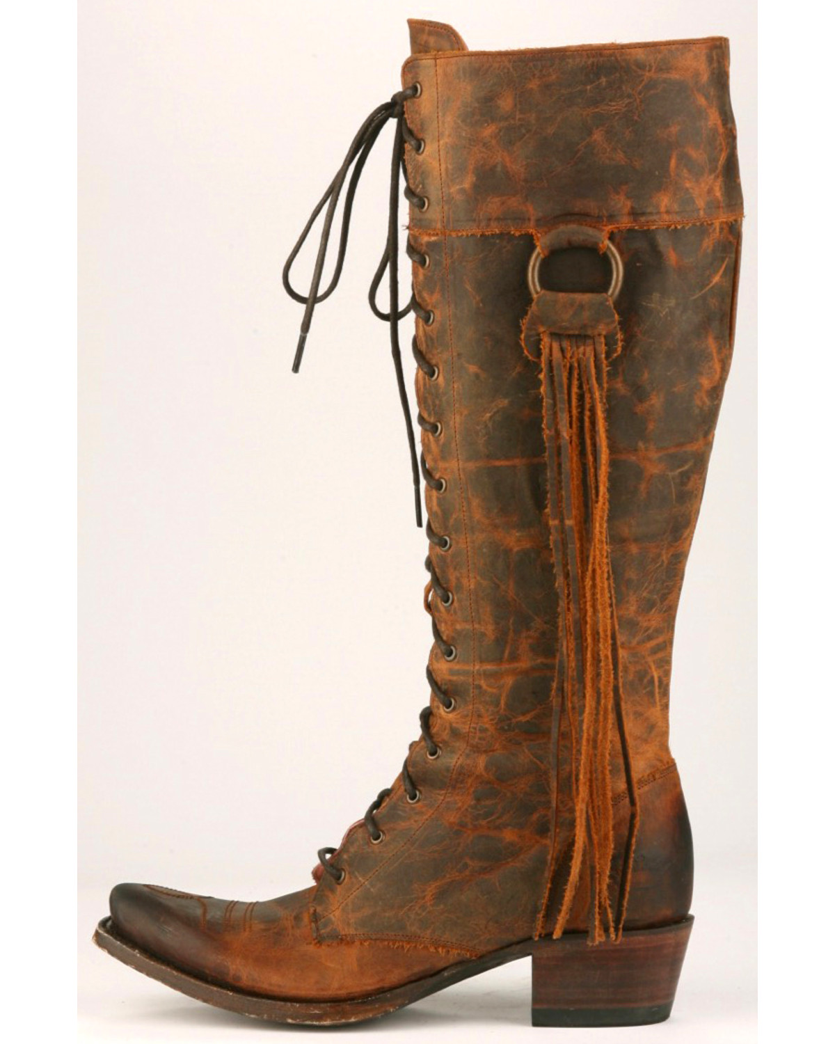 brown boots with shoelaces