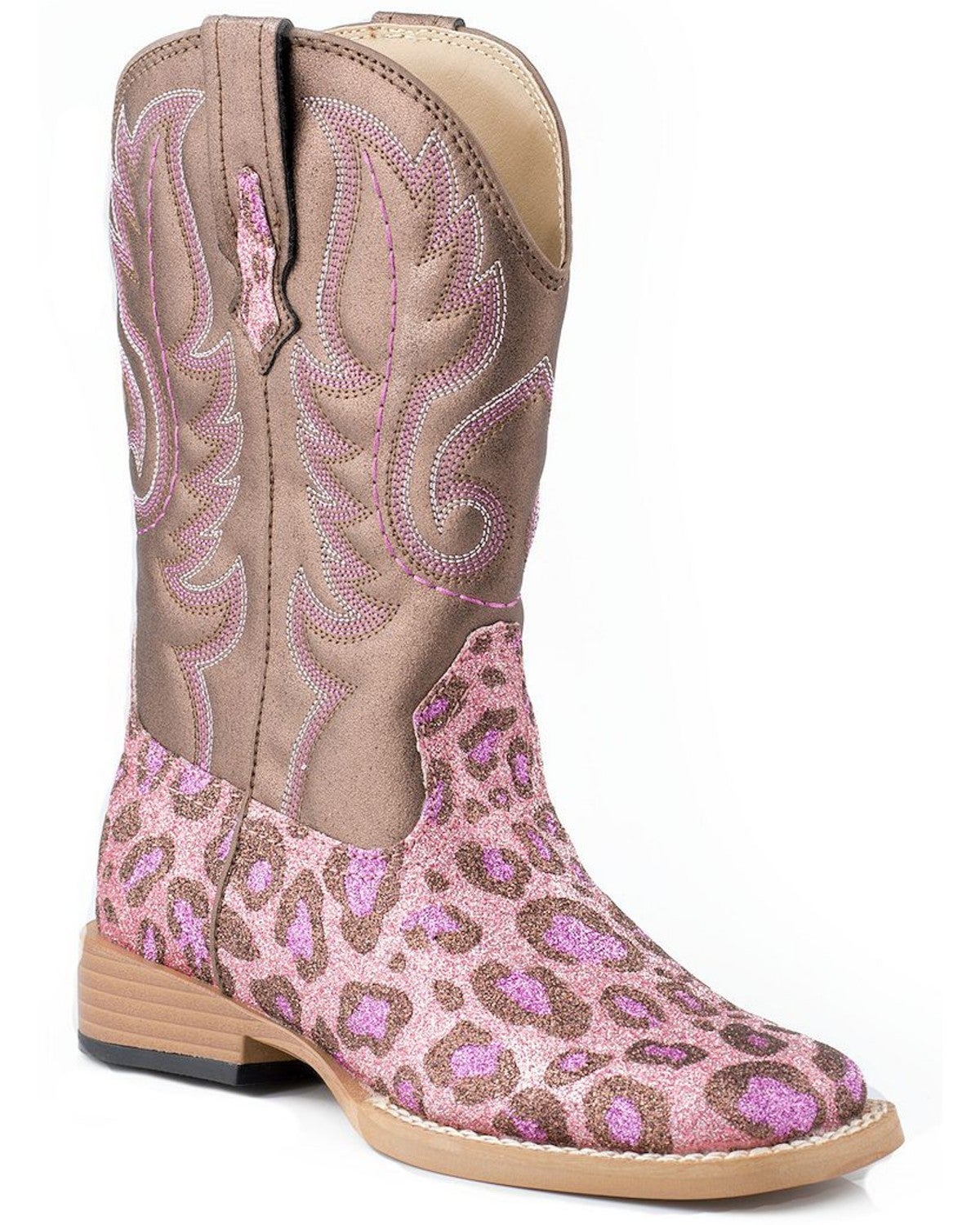 Roper Toddler Girls' Glittery Pink Leopard Print Cowgirl Boots Sheplers