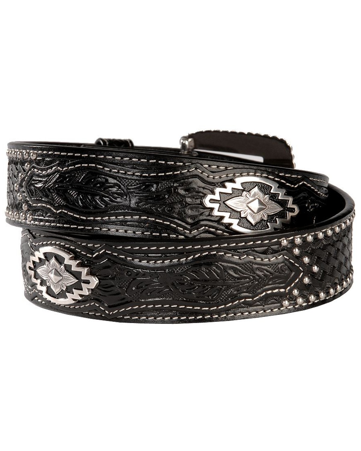 Ariat Brown Sands Studded & Embossed Leather Belt Reg & Big Sheplers