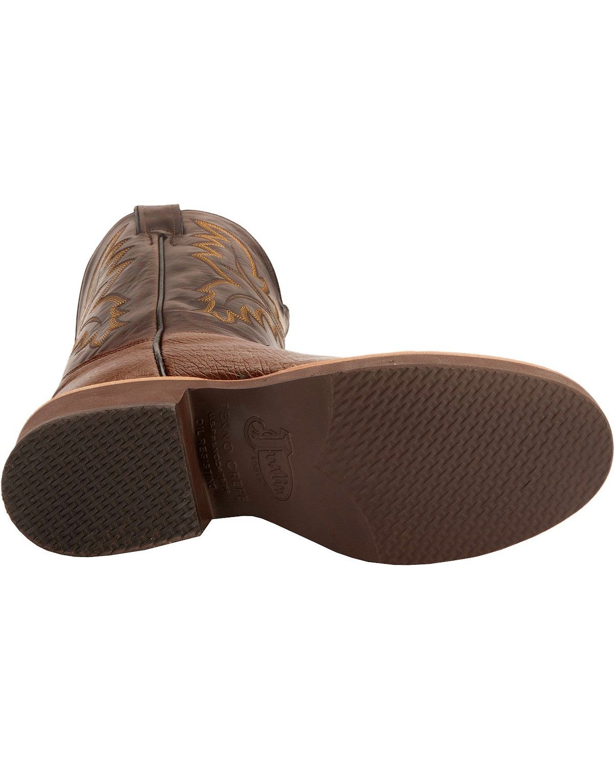 Justin Antique Brown Smooth Ostrich Tek Crepe Cowboy Boots - Round Toe