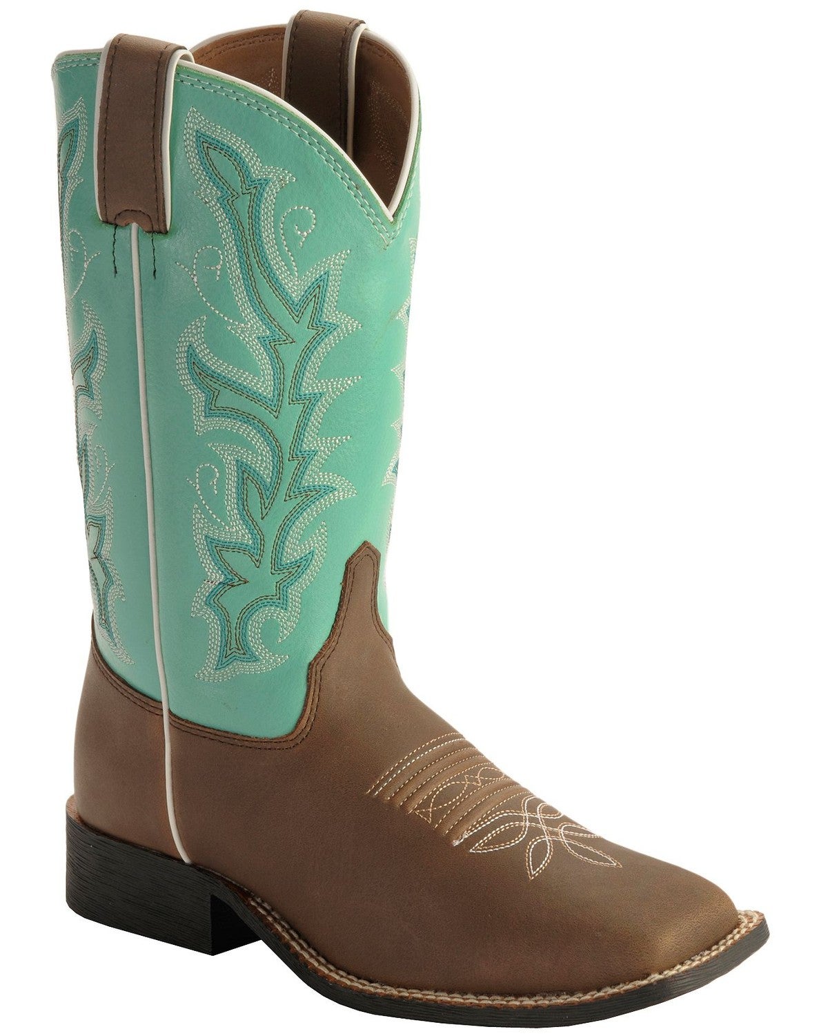 Justin Youth Boys' Turquoise Shaft Cowboy Boots Square Toe Sheplers