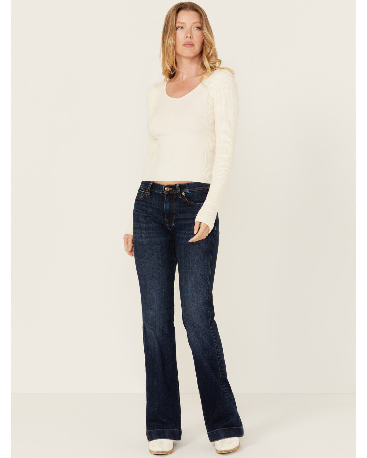 Image #2 - Shyanne Women's Ribbed Long Sleeve Sweater, Off White, hi-res