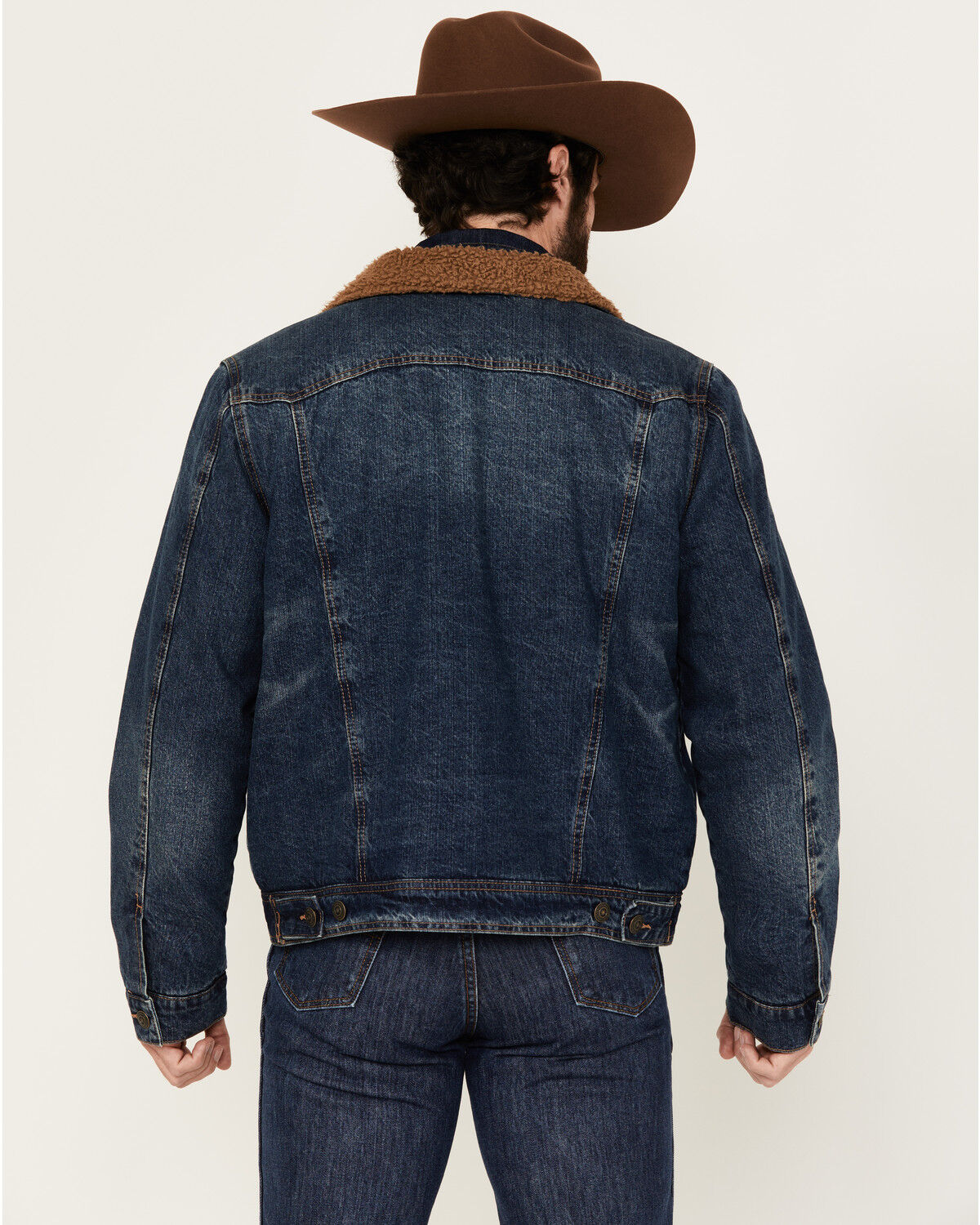 Image #4 - Blue Ranchwear Men's Clay Sherpa Lined Denim Jacket, Indigo, hi-res