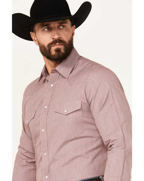 Image #2 - Roper Men's Printed Long Sleeve Pearl Snap Western Shirt, Wine, hi-res