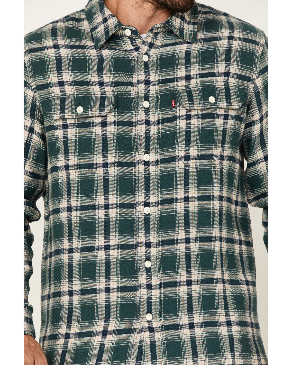 Image #3 - Levi's Men's Classic Worker Plaid Long Sleeve Button-Down Shirt, Dark Green, hi-res