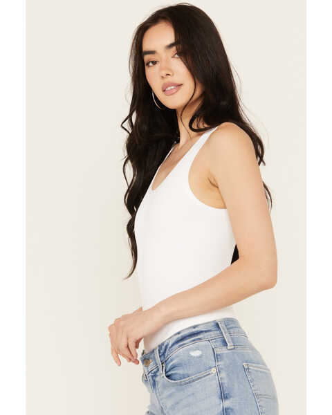 Image #2 - By Together Women's Hello There Ribbed Bodysuit, White, hi-res