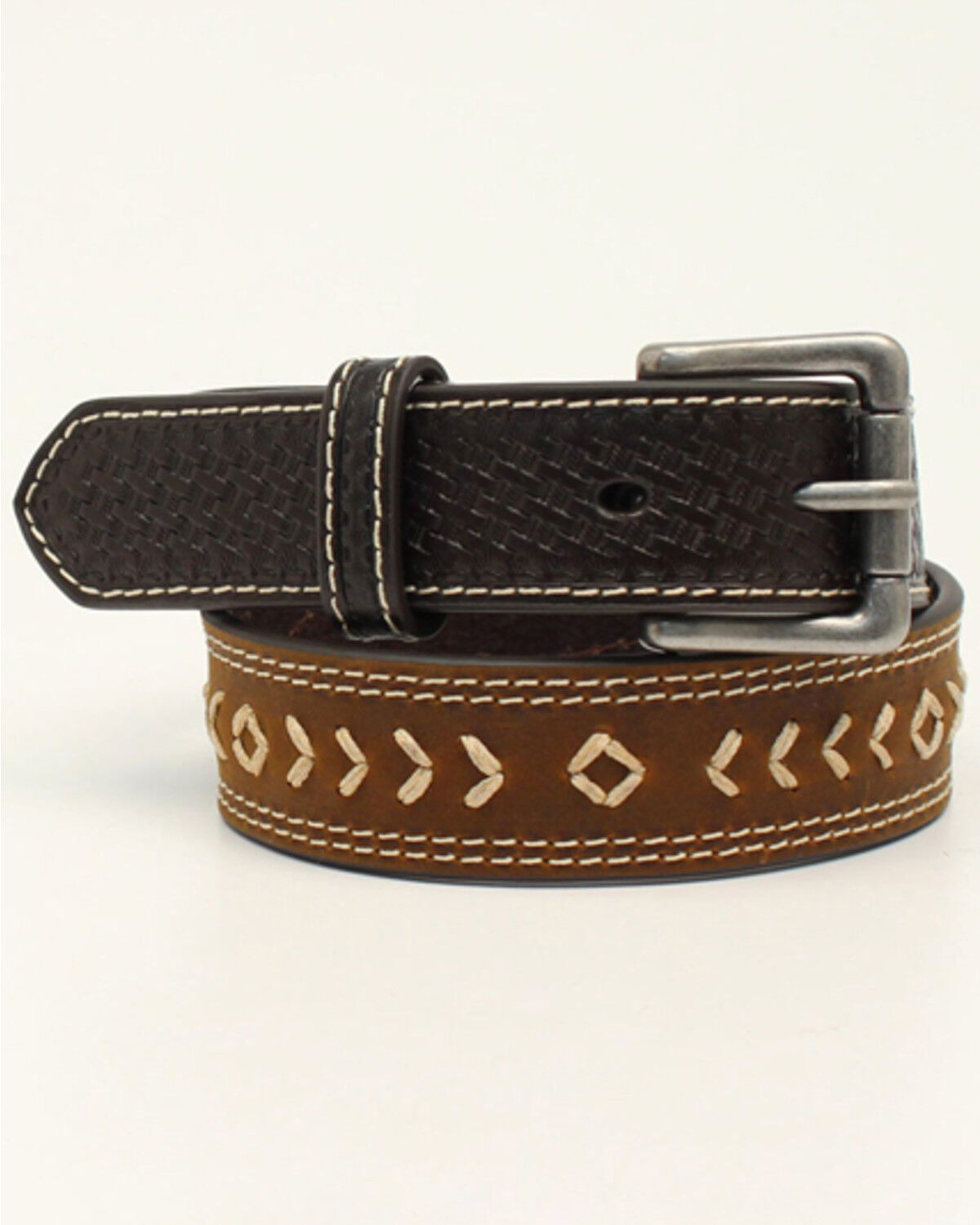 Image #1 - 3D Men's Arrow Stitch Western Belt, Brown, hi-res