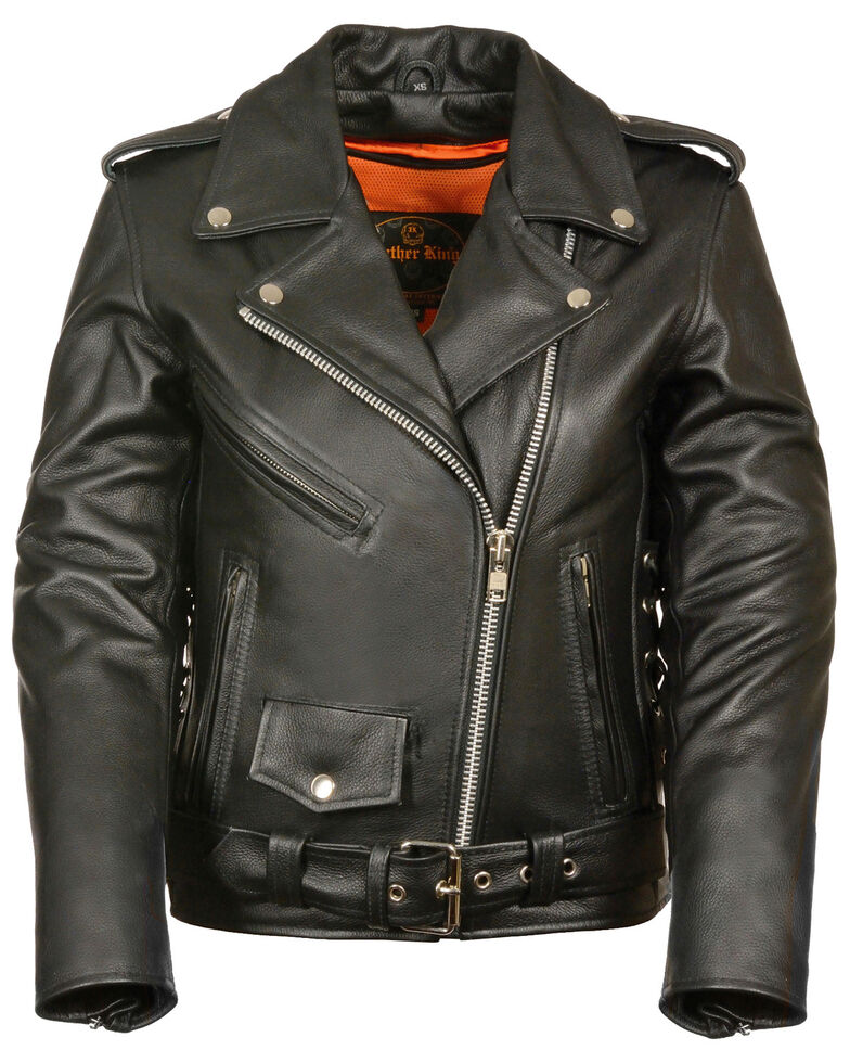 Milwaukee Leather Women's Full Length Side Lace Leather Motorcycle Jacket - 3X, Black, hi-res