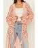 Image #3 - Miss Me Women's Crochet Fringe Kimono, Pink, hi-res
