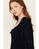 Image #2 - Jolt Women's Lace Trim Long Sleeve Tiered Mini Dress, Navy, hi-res
