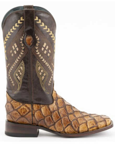 Image #2 - Ferrini Men's Bronco Pirarucu Print Western Boots - Broad Square Toe, Brown, hi-res