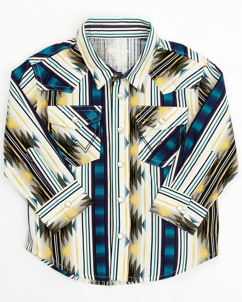 Wrangler Toddler-Boys' Striped Southwestern Snap Shirt, Multi, hi-res