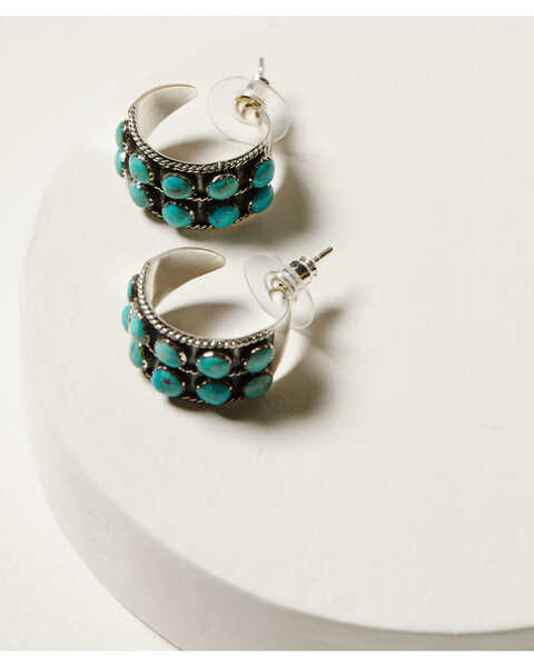Image #3 - Paige Wallace Women's Two Row Hoop Earrings , Turquoise, hi-res