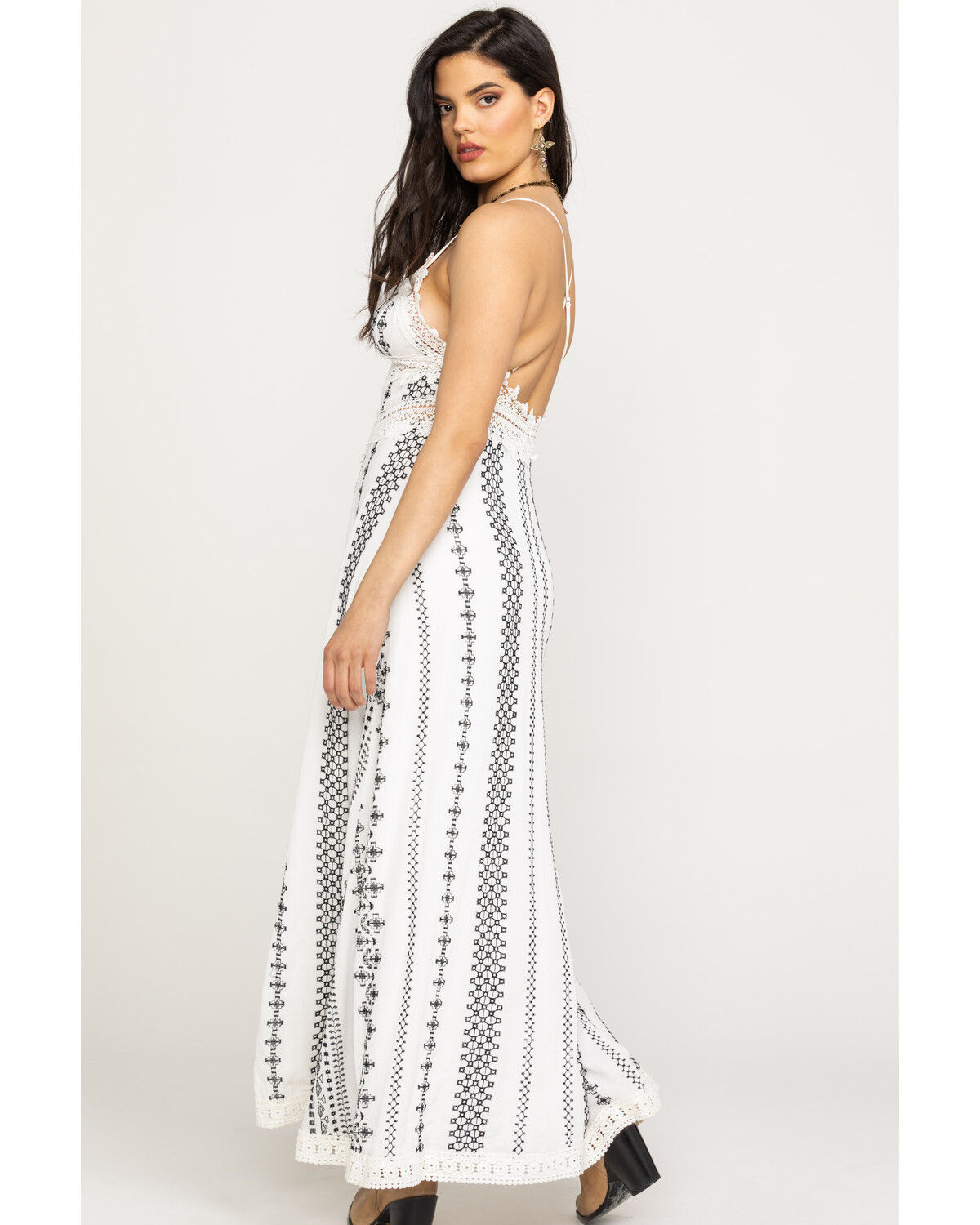 Red/White or Blue/White Dannii Matthews Beautiful Ladies Womens Aztec Print Cross Over V Neck Maxi Dress with Pleat Detail