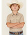 Image #1 - Cody James Boys' Grill and Greet Medallion Print Short Sleeve Snap Western Shirt, Tan, hi-res