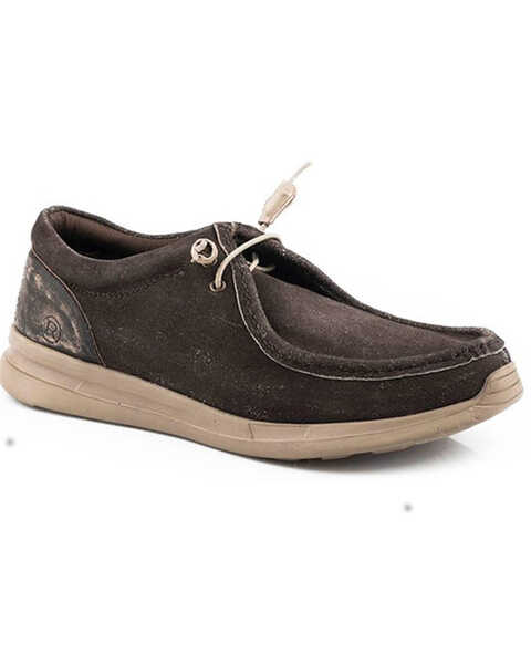 Image #1 - Roper Men's Chillin Low Eyelet Chukka Slip-On Casual Leather Shoes , Brown, hi-res