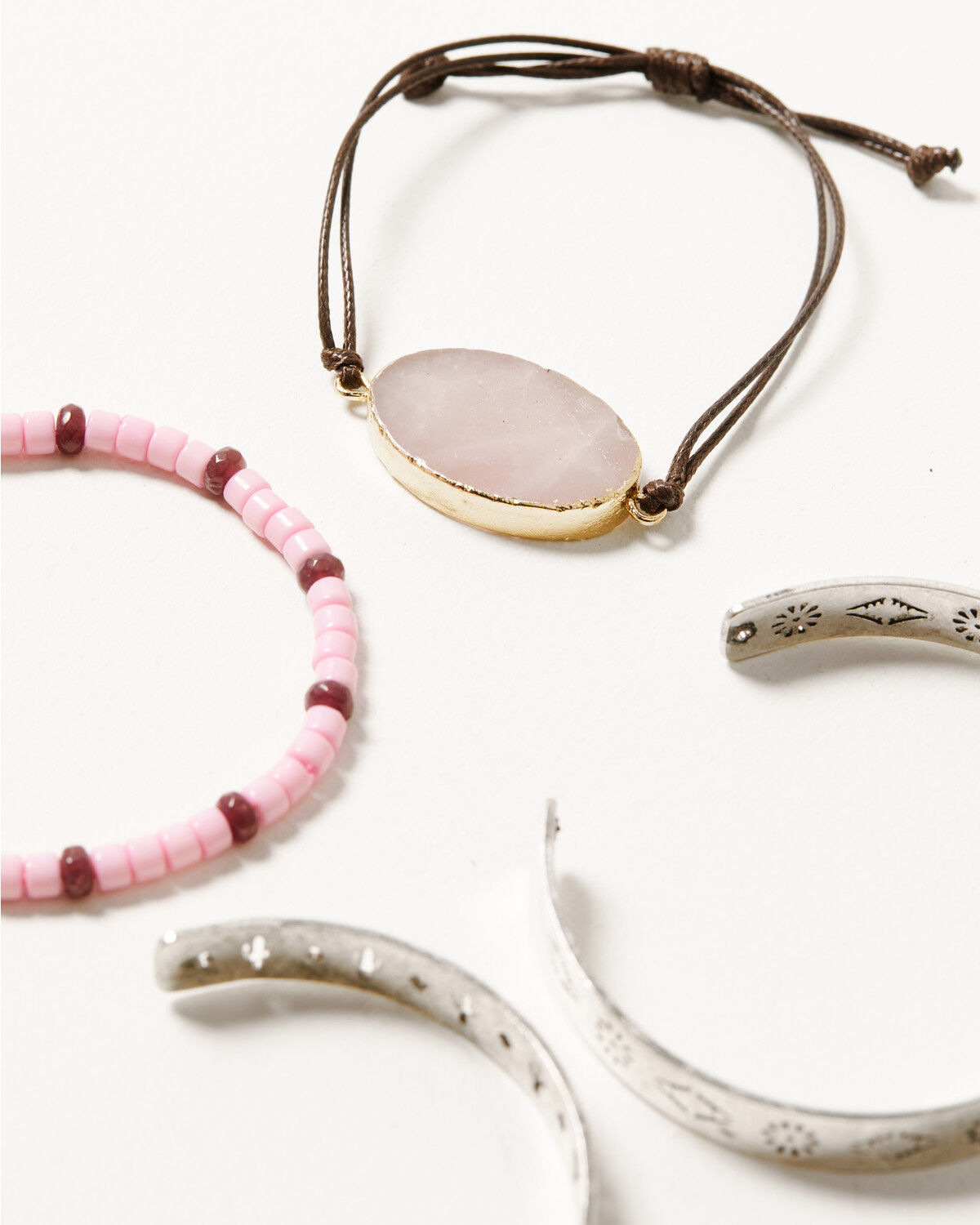 Image #2 - Shyanne Women's Agate Stone & Cactus 4pc Bracelet Set, Silver, hi-res