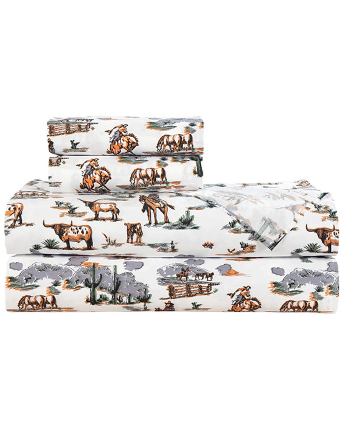 Image #3 - HiEnd Accents 200TC Cotton Ranch Life 4 Piece Sheet Set - King Size, Multi, hi-res