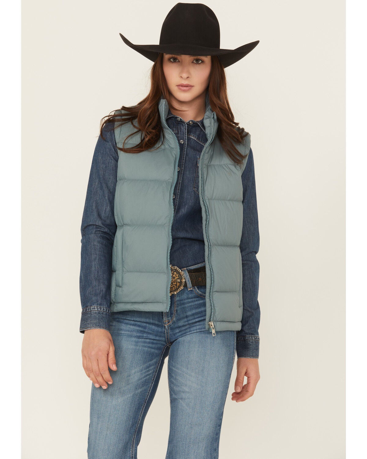 Ariat Women's Ultradown Puff Vest, Green, hi-res