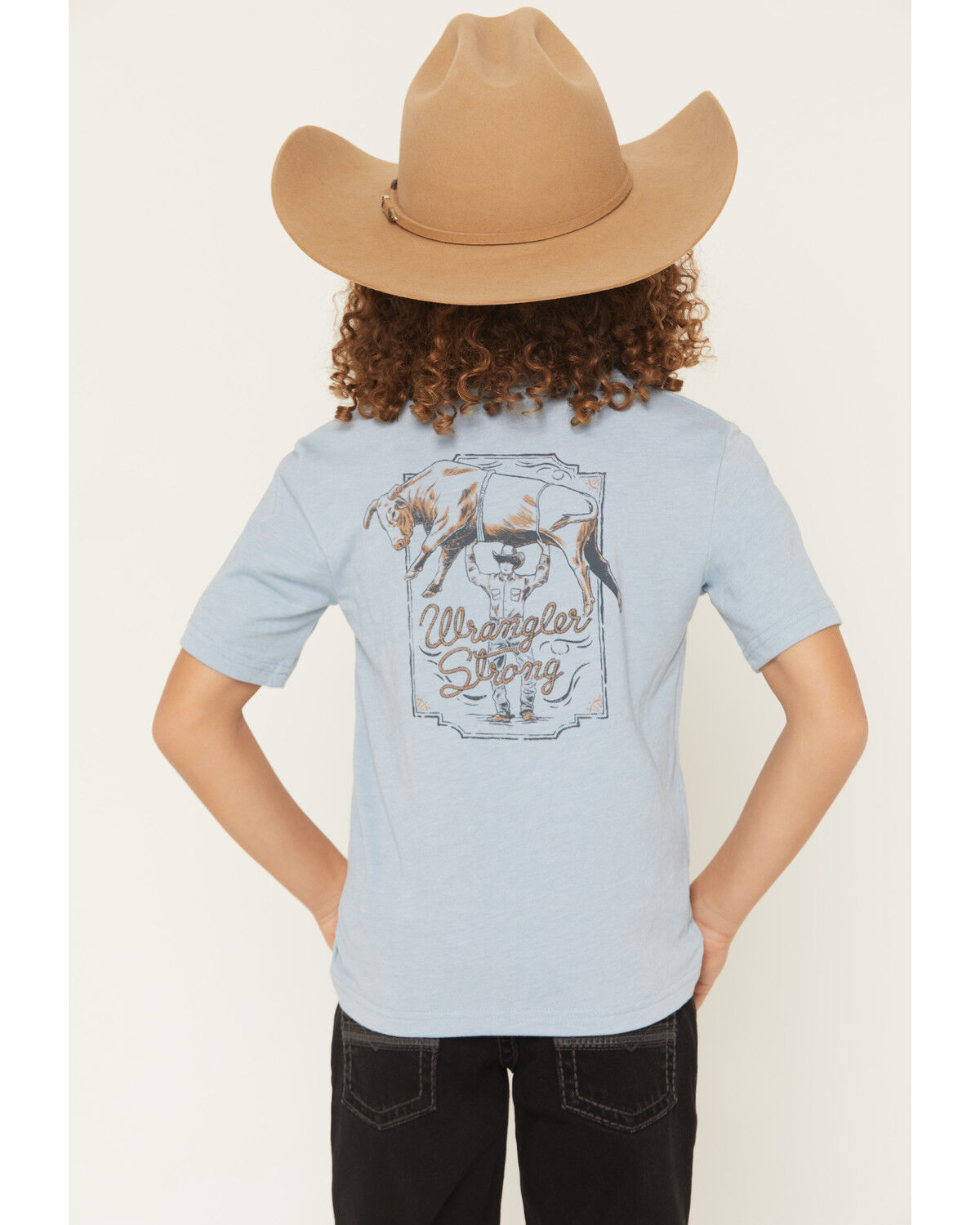 Image #1 - Wrangler Boys' Wrangler Strong Short Sleeve Graphic T-Shirt, Blue, hi-res
