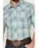 Image #3 - Wrangler Retro Men's Plaid Print Short Sleeve Pearl Snap Western Shirt, Teal, hi-res