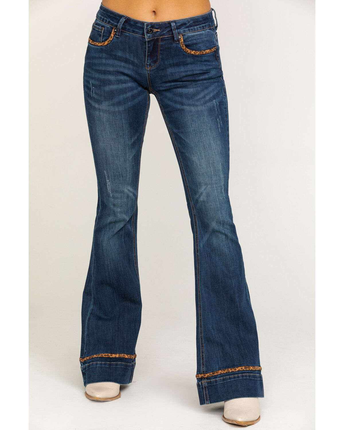 Leopard trim jeans clearance