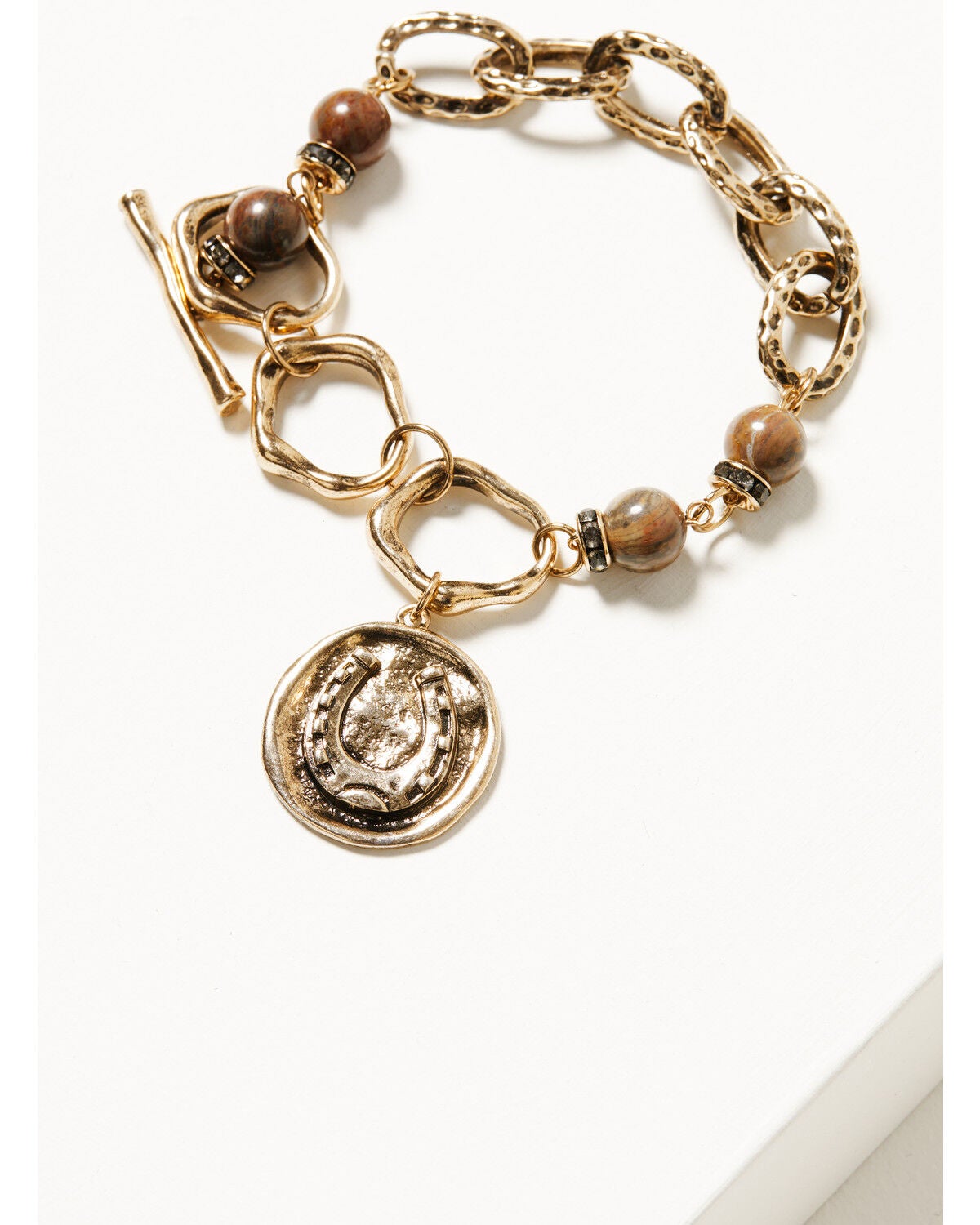 Shyanne Women's Summer Moon Antique Gold T-Bar Chain Bracelet, Gold, hi-res