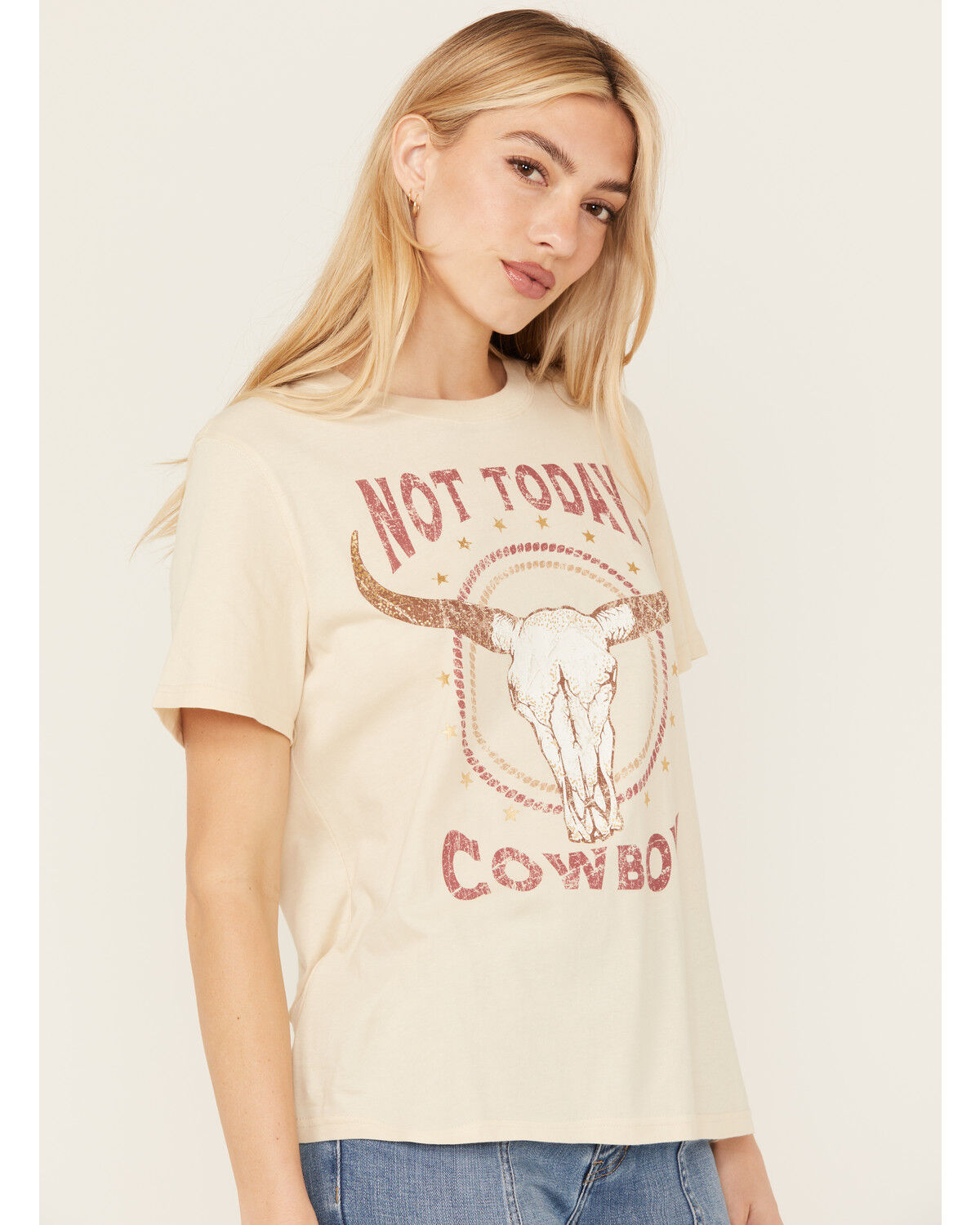 Image #1 - Idyllwind Women's Not Today Cowboy Boyfriend Fit Short Sleeve Graphic Tee, Nude, hi-res