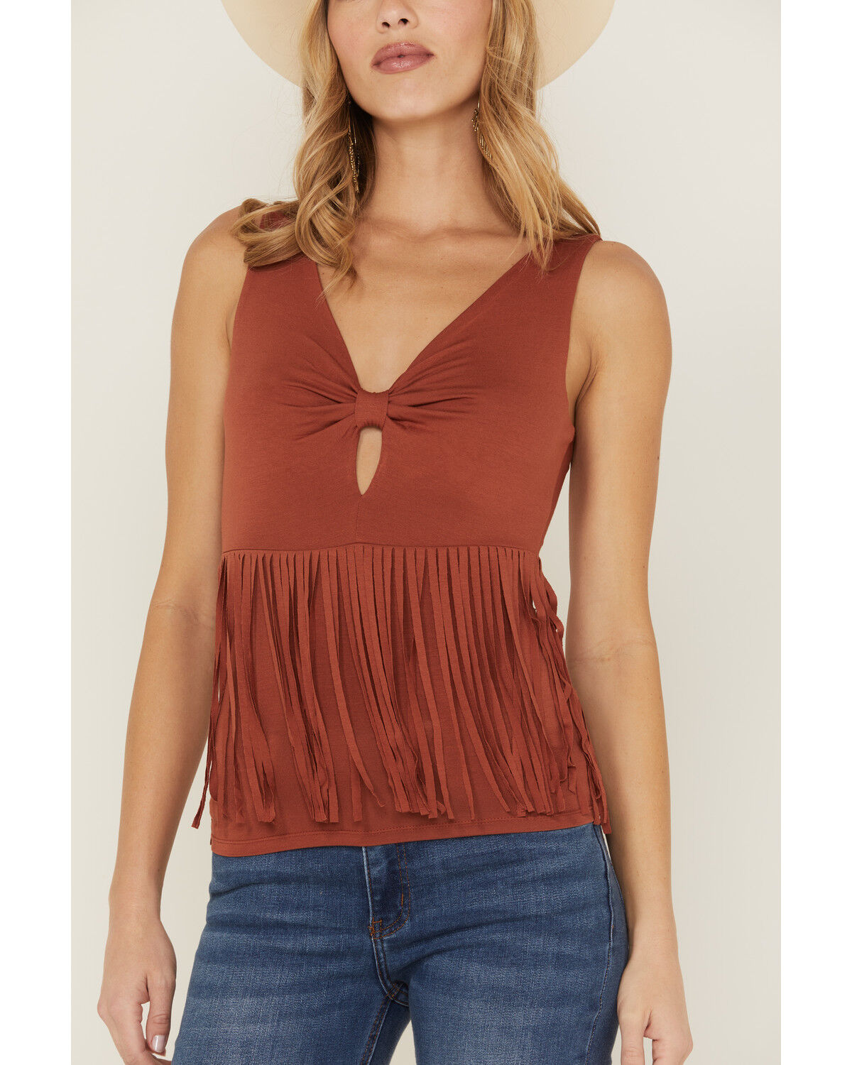 Image #3 - Idyllwind Women's Bluebell Twist & Fringe Top, Pecan, hi-res