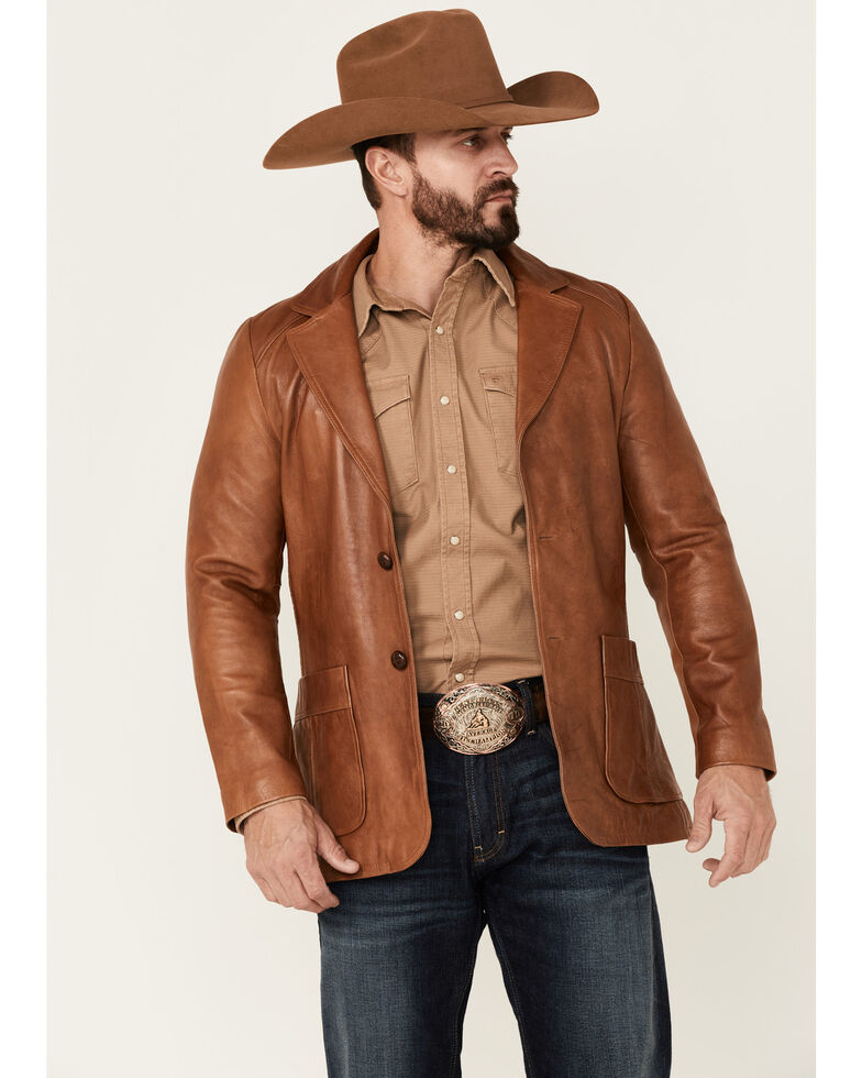 Understated Leather Men's High Noon Leather Blazer - Dark Brown, Dark Brown, hi-res