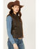 Circle S Women's Zip Front Enzyme Washed Cotton Concealed Carry Vest, Brown, hi-res