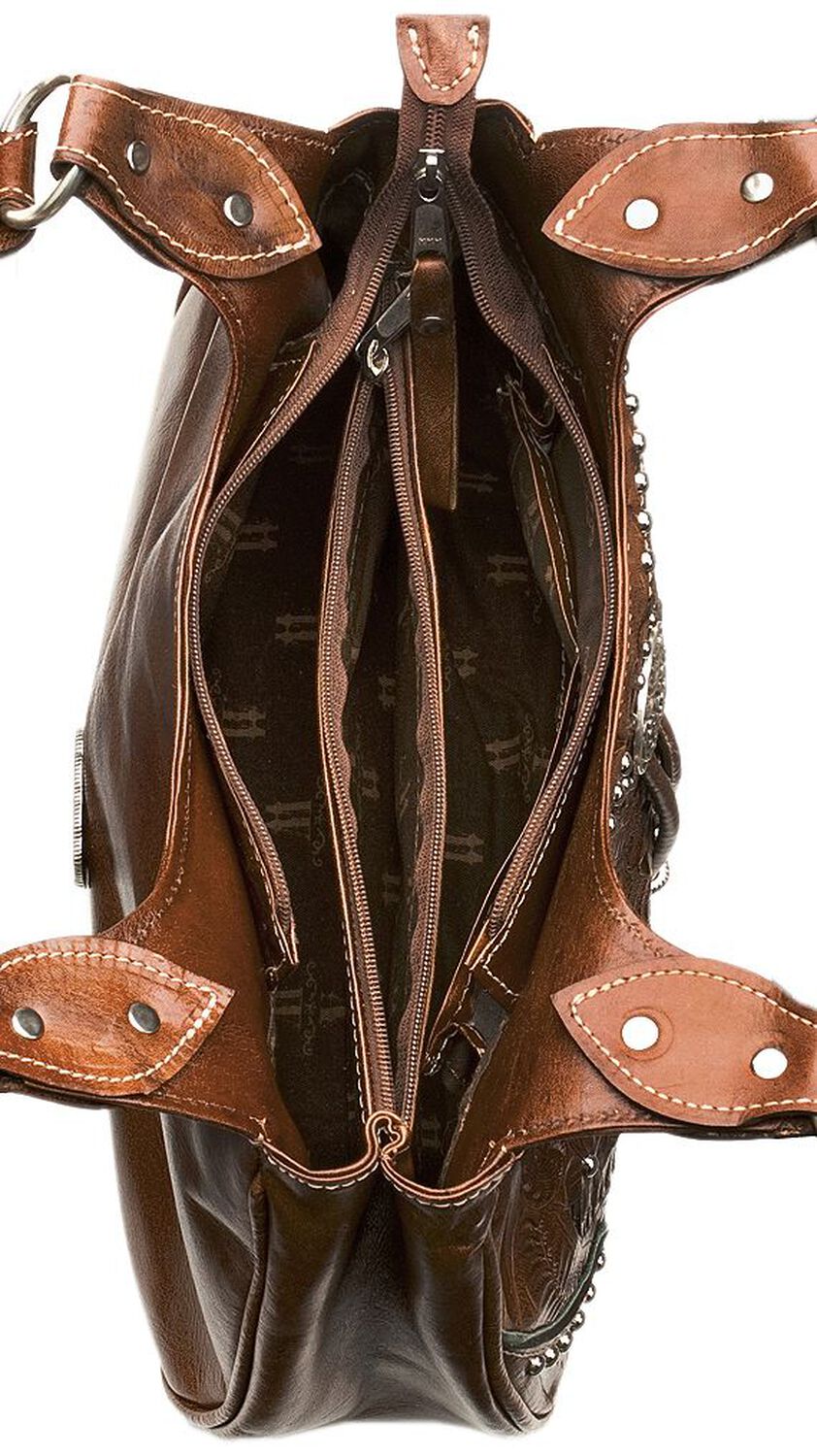Image #2 - American West Lady Lace Tote Handbag, Tan, hi-res