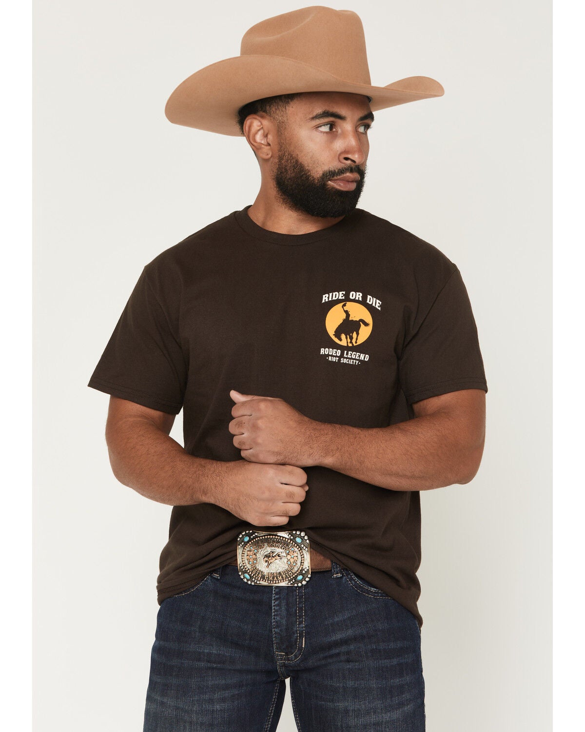 Image #2 - Riot Society Men's Rodeo Legend Short Sleeve Graphic T-Shirt, Brown, hi-res